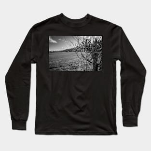 A leafless hedge in the English countryside Long Sleeve T-Shirt